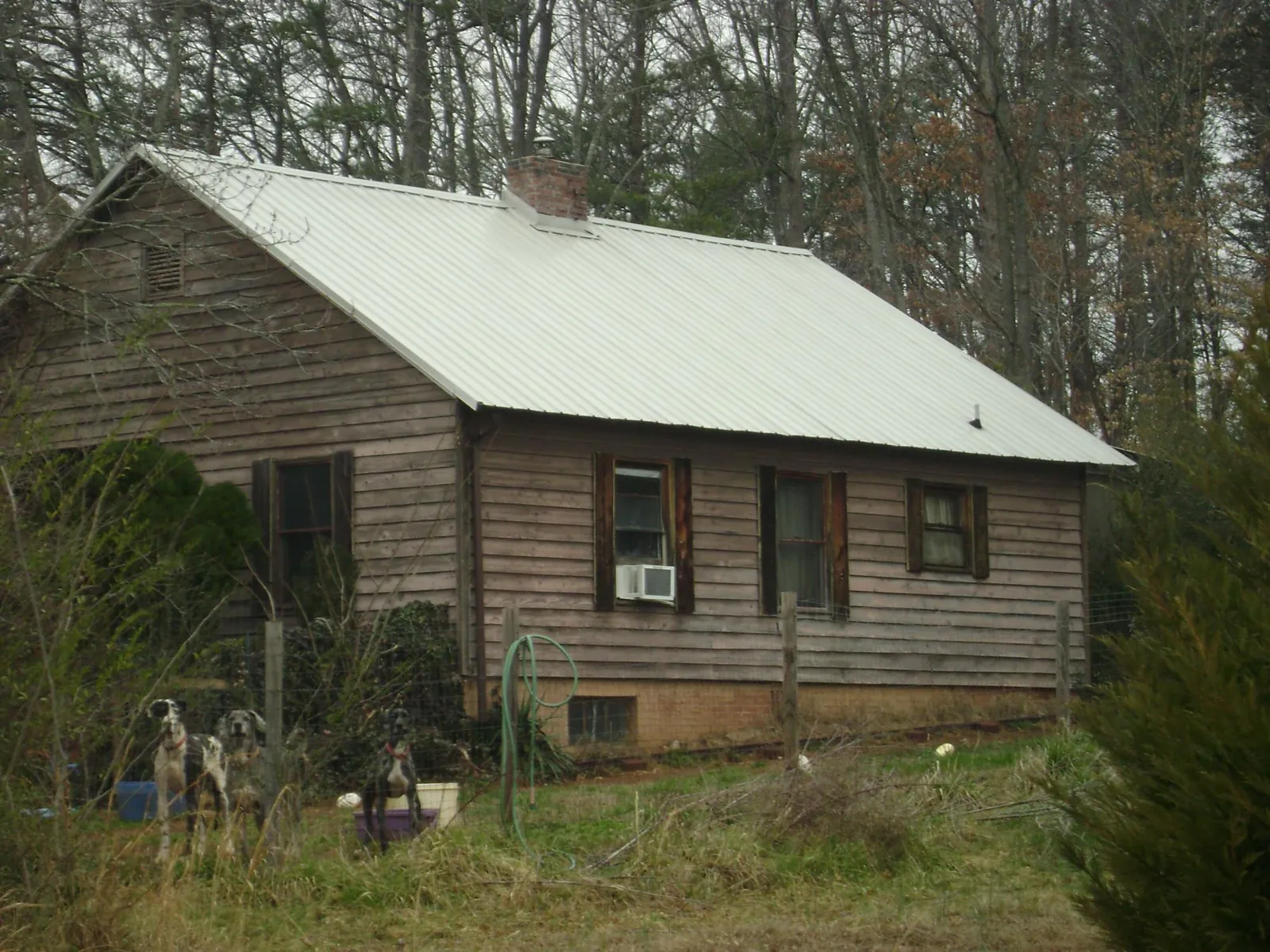 White metal roof on an old wood sided farmhouse, from a Metal Roof Installation job in Lyndon